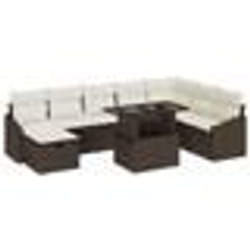 vidaXL Ensemble de canapés de jardin 9 pièces en rotin synthétique avec coussins marron