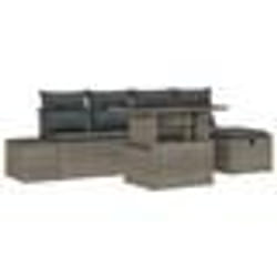 vidaXL Ensemble de Canapés de Jardin 6 pièces avec Coussins Gris en Rattan Poly
