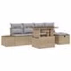 vidaXL Ensemble de canapés de jardin de 6 pièces avec coussins Beige Poly Rattan