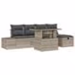 vidaXL Canapé de jardin 6 pièces avec coussins Gris clair Poly Rattan