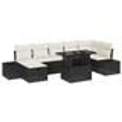 vidaXL Ensemble de canapé de jardin 8 pièces avec coussins en poly rotin noir