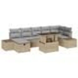 vidaXL Set de canapés de jardin 8 pièces avec coussins en poly rotin beige