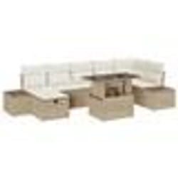 vidaXL Canapé de jardin 8 pièces en poly rotin avec coussins beiges.