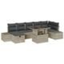 vidaXL Canapé de jardin 8 pièces avec coussins gris clair en poly rotin