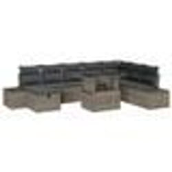 vidaXL Set de canapé de jardin 9 pièces avec des coussins en gris poly rotin
