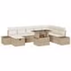 vidaXL Canapé de jardin 9 pièces avec coussins beige en poly rotin