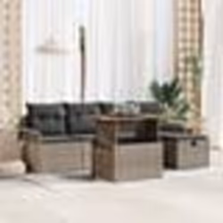 vidaXL Set de Canapé de Jardin 6 pièces avec des coussins en rattan synthétique gris.