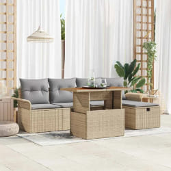 vidaXL Ensemble de canapé de jardin 6 pcs Beige polyrotin