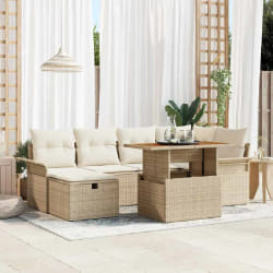 vidaXL Ensemble de canapé de jardin 7 pcs Beige polyrotin