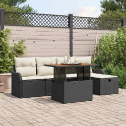 vidaXL Ensemble de canapé de jardin 6 pcs Noir polyrotin