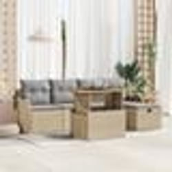 vidaXL Salon de jardin 6 pièces avec coussins beiges en résine tressée