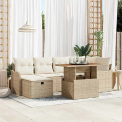 vidaXL Ensemble de canapé de jardin 7 pcs Beige polyrotin