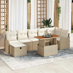 vidaXL Ensemble de canapé de jardin 8 pcs Beige Poly rotin