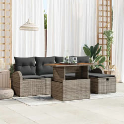 vidaXL Ensemble de canapé de jardin 6 pcs Gris polyrotin
