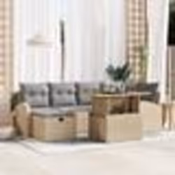 vidaXL Ensemble de canapés de jardin 7 pièces avec coussins en poly rattan beige.