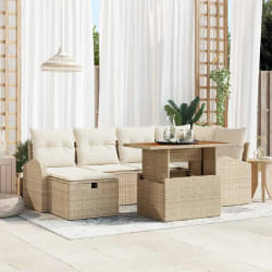 vidaXL Ensemble de canapé de jardin 7 pcs Beige polyrotin