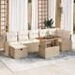 vidaXL Canapé de jardin 8 pièces avec coussins beige en polyrotin