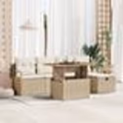 vidaXL Set de salon de jardin 6 pièces avec des coussins en poly rotin beige.