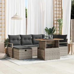 vidaXL Ensemble de canapé de jardin 7 pcs Gris polyrotin