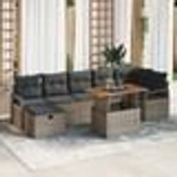vidaXL Ensemble de jardin 8 pièces avec coussins gris en poly rotin