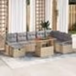 vidaXL Ensemble de canapé de jardin 9 pièces avec coussins beige en rattan synthétique