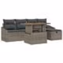 vidaXL Ensemble de salon de jardin 6 pièces avec coussins gris en polyrotin