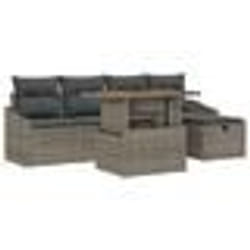 vidaXL Ensemble de salon de jardin 6 pièces avec coussins gris en polyrotin