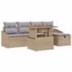 vidaXL Canapé de jardin 6 pièces avec coussins beige en polyrotin.