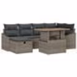 vidaXL Ensemble de salon de jardin 7 pièces avec coussins en poly rattan gris.