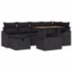 vidaXL Canapé de jardin 7 pièces avec coussins en poly rotin noir