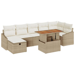 vidaXL Canapé de jardin 8 pièces avec coussins beige en rotin synthétique