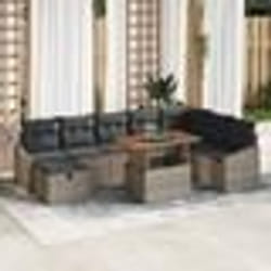 vidaXL Ensemble de canapé de jardin 9 pièces avec coussins en poly rotin gris.