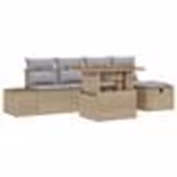 vidaXL Set de canapé de jardin 6 pièces avec coussins beige en poly rotin