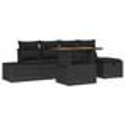 vidaXL Ensemble de Canapés de Jardin 6 Pièces avec Coussins en Rattan Synthétique Noir.