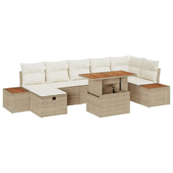 vidaXL Ensemble de canapé de jardin 8 pcs Beige polyrotin