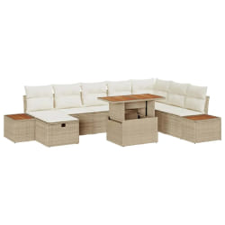 vidaXL Ensemble de canapé de jardin 9 pcs Beige polyrotin
