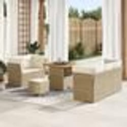 vidaXL Ensemble de salon de jardin 8 pièces en poly rotin beige et acacia.