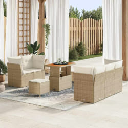 vidaXL Ensemble de canapé de jardin 8 pcs Beige polyrotin