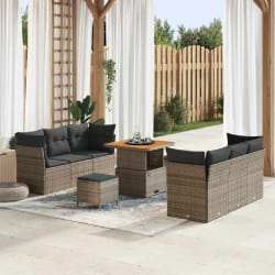 vidaXL Ensemble de canapé de jardin 9 pcs Gris polyrotin
