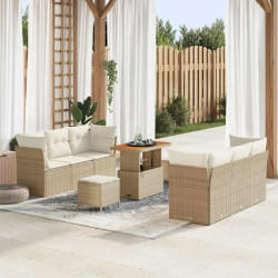 vidaXL Ensemble de canapé de jardin 9 pcs Beige polyrotin