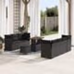 Canapé de jardin 10 pièces avec coussins Noir Polyrotin Acacia