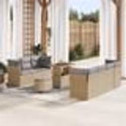 Canapé de Jardin 10 Pièces avec Coussins Beige Polyrattan Acacia