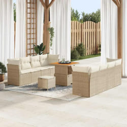 vidaXL Ensemble de canapé de jardin 11 pcs Beige polyrotin