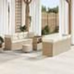 vidaXL Ensemble de canapé de jardin 11 pièces avec coussins en polyrotin beige et en acacia