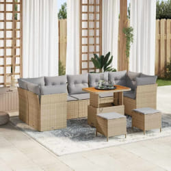 vidaXL Ensemble de canapé de jardin 10 pcs Beige polyrotin