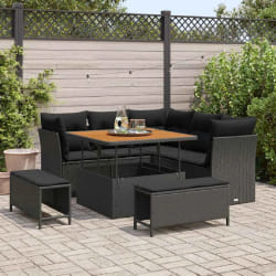vidaXL Ensemble de canapé de jardin 8 pcs Noir polyrotin