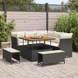 vidaXL Ensemble de canapé de jardin 8 pcs Noir polyrotin