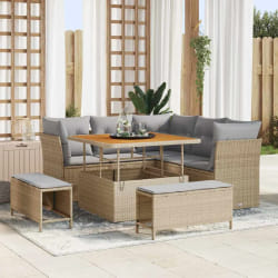 vidaXL Ensemble de canapé de jardin 8 pcs Beige polyrotin
