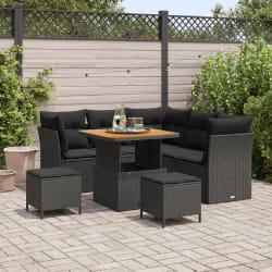 vidaXL Ensemble de canapé de jardin 8 pcs Noir polyrotin