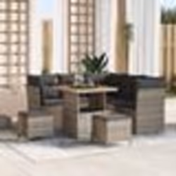 vidaXL Canapé de jardin 8 pièces avec coussins en polyrotin gris et acacia